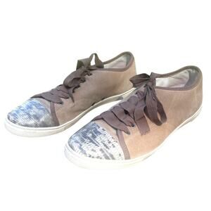 Lanvin Cap Toe Sneakers Snake Print Ribbon Laces EU Size 41/US Women's Size 10